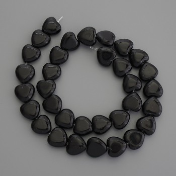 Heart-Shaped Agate Beads, Natural Stone, 12x12mm, on thread, length 38 cm+