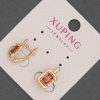 Xuping earrings with white crystals and red stones, diameter 8.5 mm, length 15 mm, 18K gold plating
