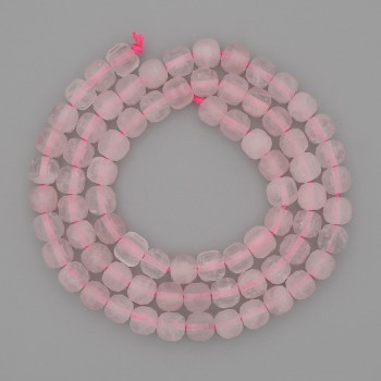 Natural Stone Beads Rose Quartz - Faceted Cube, 5 mm diameter, 38 cm length
