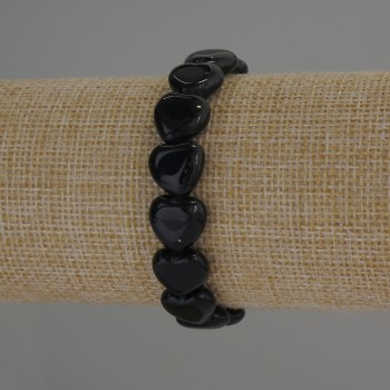 Agate bracelet with heart-shaped beads, natural stone, diameter 12x12 mm, 18 cm stretch