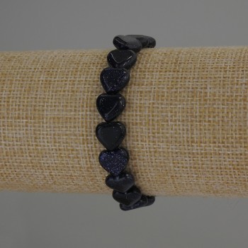 Браслет Авантюрин Ніч Каїра серце, діаметр 10х10мм+-, довжина 18см стрейч