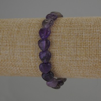 Amethyst Heart Bracelet, 10x10 mm, 18 cm stretch
