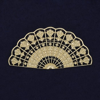Brooch 'Fan' golden metal 62x32mm+
