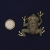Frog Magnetic Brooch, Bronze Color, Red Crystals, Gold-Tone Metal, 33×33mm+