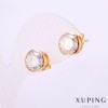 Xuping Stud Earrings with White Stones, 10 mm Diameter, 18K Gold Plating