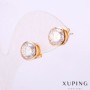 Xuping Stud Earrings with White Stones, 10 mm Diameter, 18K Gold Plating
