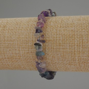 Fluorite natural stone chips bracelet, diameter 7×4 mm, length 18 cm, stretch
