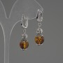 Amber ball earrings, diameter 10 mm +-, length 35 mm+-