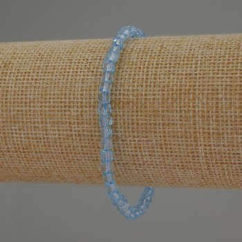 Bracelet with natural topaz, faceted cube beads, 4×4 mm diameter, 18 cm length, stretch