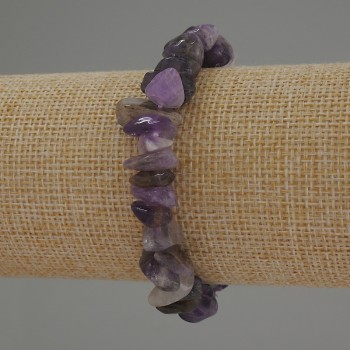 Amethyst chip bracelet, diameter 7–14×4–7 mm, stretched length 18 cm