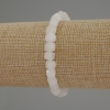 White Quartz Bracelet with Faceted Cube Beads, 6mm Diameter, 18 cm Length, Elastic