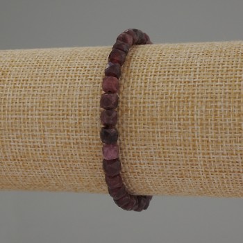 Rubellite Tourmaline Bracelet, Faceted Cubes 5x5mm, Stretch, 18 cm