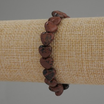 Браслет Обсидіан серце, діаметр 10мм+-, довжина 18см+- стрейч