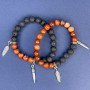 Set of Lava Bead Bracelets, 8 mm diameter beads; Red Jasper bead, 8 mm diameter; length 18 cm ±, stretch