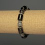 Agate Bracelet with Cylindrical Beads, Dragon Veins Pattern, 14x108 mm; 10 mm Dragon Vein Round Beads; Stretch, 18 cm Long