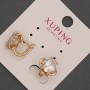 Xuping Earrings with White Crystal, diameter 12 mm±, length 12 mm±, 18K Gold Plating