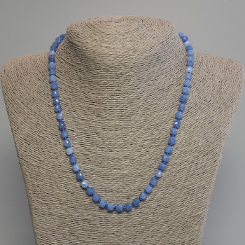 Aquamarine necklace with faceted cubes, 5 mm diameter, 45 cm length, with a clasp