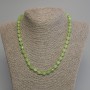 Chrysoprase Olivine Necklace with Faceted Beads 8×6 mm and Seed Beads 3 mm, 45 cm with Clasp