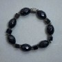 Stretch bracelet with imitation agate cube beads 6mm, faceted beads 16x12mm, smoky quartz rondelles 6x3mm, length 18 cm