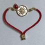 Textile bracelet, diameter 5.5 mm +/-, adjustable with drawstring and gold-tone metal insert, diameter 24 mm +/- gold-tone metal