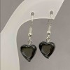 Hematite Heart Earrings, diameter 11 mm, length 30 mm