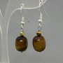 Tiger's Eye Barrel Earrings, 12x10 mm diameter, 35 mm length