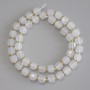 White Quartz Beads, Faceted Cubes 7x7 mm, with 3 mm seed beads, length 38 cm