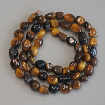 Tiger's Eye Beads, Faceted, Diameter 6–10×7 mm, Length 40 cm ± on a Thread