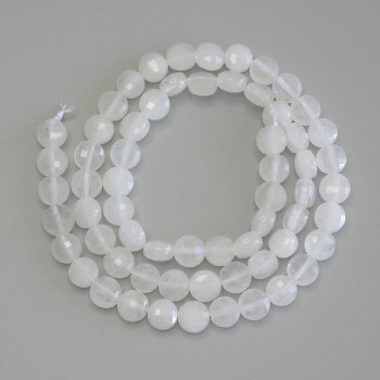 Rock Crystal Beads, Faceted Coin Bead, 6 mm Diameter, about 39 cm Length on Thread