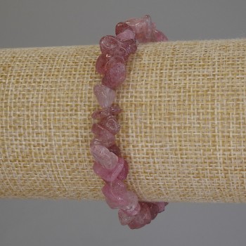 Bracelet Strawberry Quartz Chips, 8x3-5 mm diameter, 18 cm length, stretch