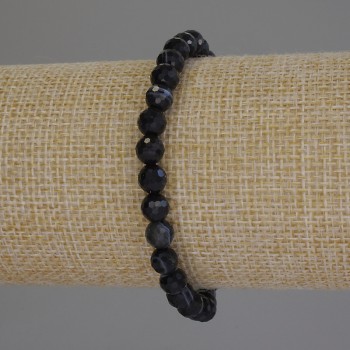 Faceted Agate Bead Bracelet, 6 mm diameter, 18 cm length, stretch