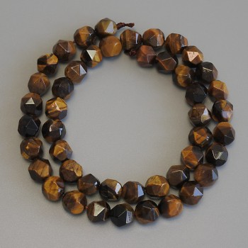 Tiger's Eye Beads, Faceted, diameter 8x7.5 mm, length 37 cm on thread