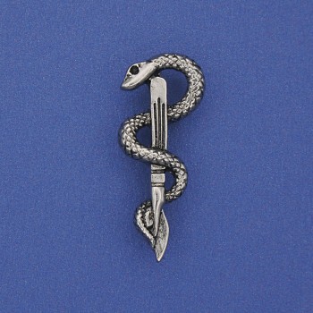 Snake Brooch in Silver-Tone Metal 37x15mm+