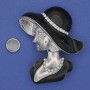 Magnetic Brooch: Girl in a Hat, white rhinestones, black enamel, silver-tone metal 53x45mm+
