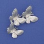 Brooch 'Butterflies' enamel white pearlescent silvery metal 42×32 mm+