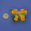 Magnetic butterfly brooch with colored enamel on golden metal, 39x30mm+
