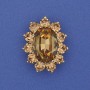 Accent Brooch with Champagne-Colored Crystals and Rhinestones in Gold-Tone Metal 30x24mm+