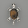 Brooch pendant «Turtle» with Tiger's Eye 52x35mm +/- movable parts, silver-tone metal