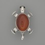 Brooch Pendant Turtle with Carnelian, 52x35 mm, ± movable parts, silvery metal