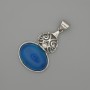 Agate Cabochon Pendant 50×28mm +/- Silver-Toned Metal