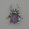 Брошка кулон Жук Аметист 44х37мм+- сріблястий метал