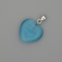 Heart Pendant in Blue Cat's Eye, Silver-Colored Metal, 20x20 mm Diameter, 30 mm Length