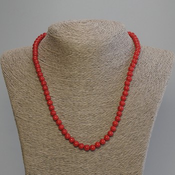 Coral necklace with smooth 6mm bead ±, length 50 cm+