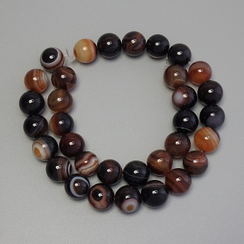 Agate Beads, Smooth Ball, Diameter 12mm ±, On Thread, Length 39cm+