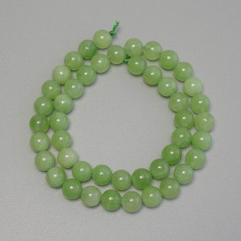 Chrysolite Olivine Beads, 8mm Smooth Round Beads on Thread, Length 38cm+