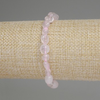 Pink Quartz Faceted Bead Bracelet, 5–8×6 mm, 18 cm long, stretch