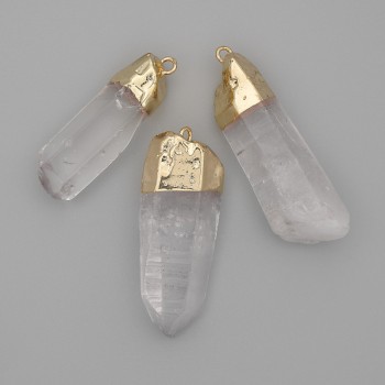 Кулон Гірський кришталь 30х37х9-12мм+-, довжина 33-40мм+- золотистий метал Асорті розмір)