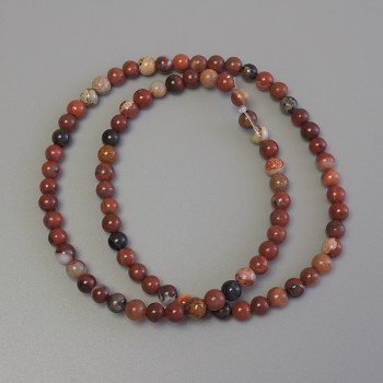 Red Jasper Beads on Beading Thread, Smooth Round Beads, 5 mm Diameter, 37 cm Length