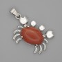 Crab Pendant Red Jasper 40x22mm ± Silver-Colored Metal