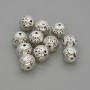 Bead insert fittings, silver metal color, 8 mm diameter, hole diameter 1.2 mm ±, packaging 20 g (~ 11 pcs)